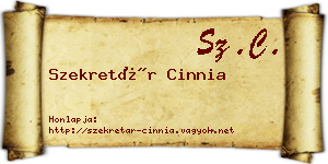 Szekretár Cinnia névjegykártya
